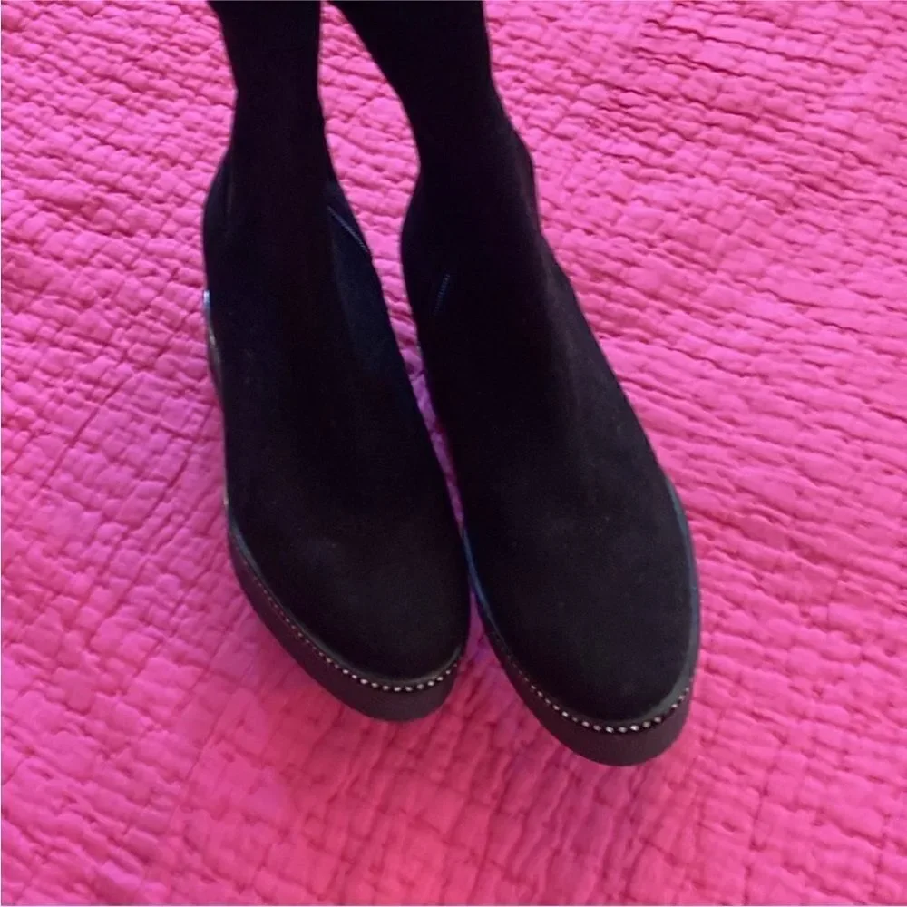 Baldinini Elegant Black over knee genuine suede Boots, US8